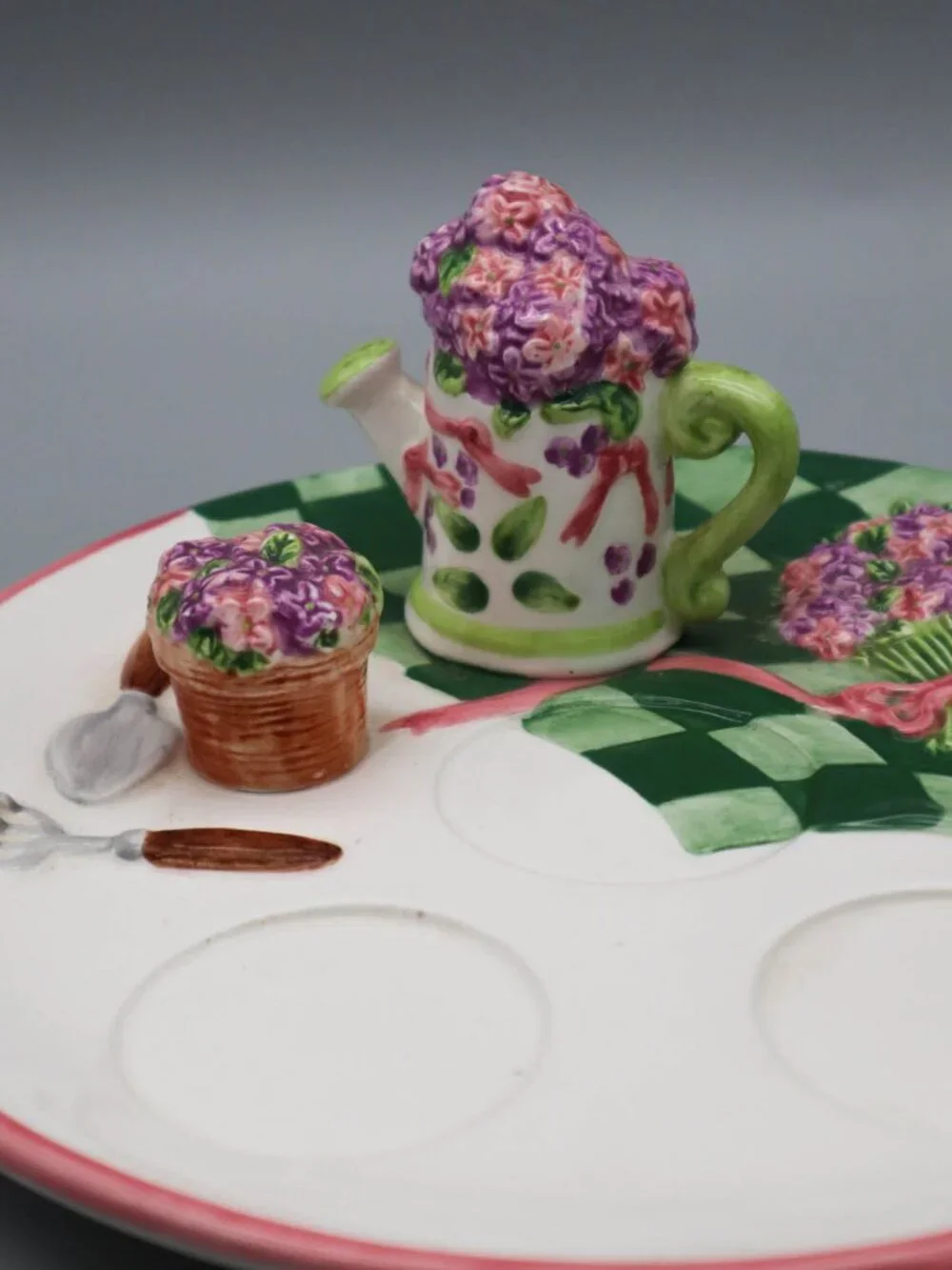 Vintage PartyLite Lilac Meadow Ceramic Tealight Candle Holder Plate Cottagecore - Picture 3 of 7
